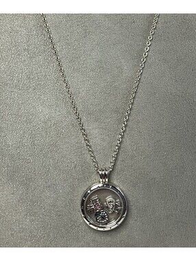 Pandora Floating Circle Locket Pendant Necklace 3 Love Charms 17”